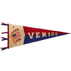"I LOVE YOU VENICE" Venice Beach California Pennant circa 1914