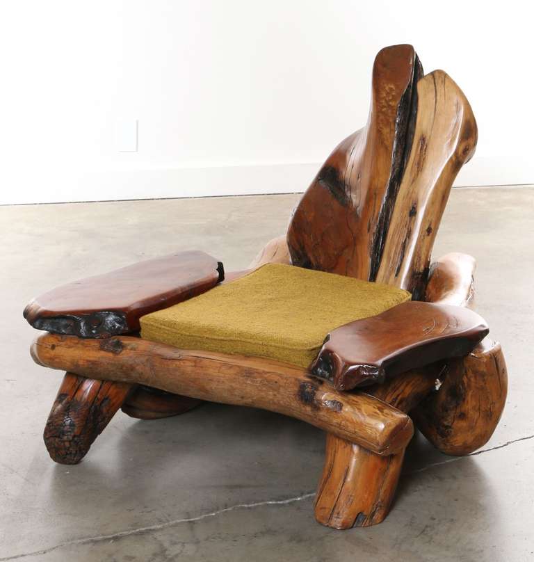 Amazing California Redwood Burl Wood Organic Lounge Chair 1960s 1