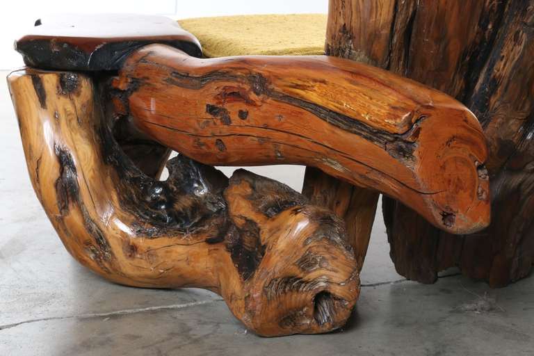 Mid-Century Modern Amazing California Redwood Burl Wood Organic Lounge Chair 1960s