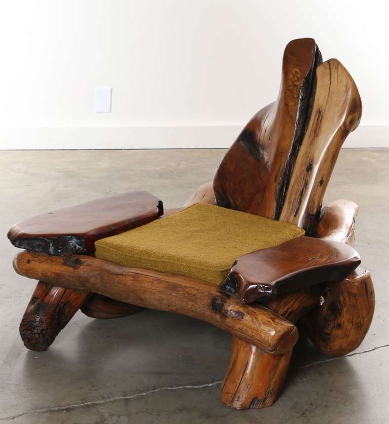 Mid-20th Century Amazing California Redwood Burl Wood Organic Lounge Chair 1960s