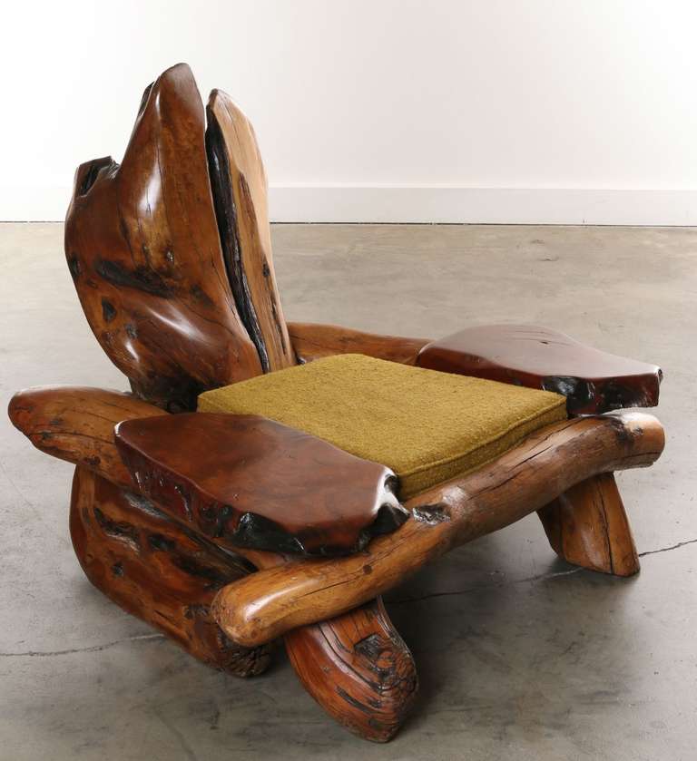 Amazing California Redwood Burl Wood Organic Lounge Chair 1960s In Good Condition In Los Angeles, CA
