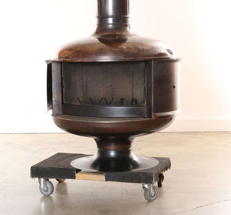 Copper Fire Drum 2 Fireplace, Featured in Pasadena Design Eleven, 1970s In Good Condition In Los Angeles, CA