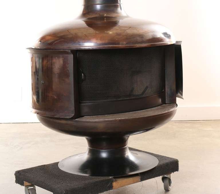 Late 20th Century Copper Fire Drum 2 Fireplace, Featured in Pasadena Design Eleven, 1970s