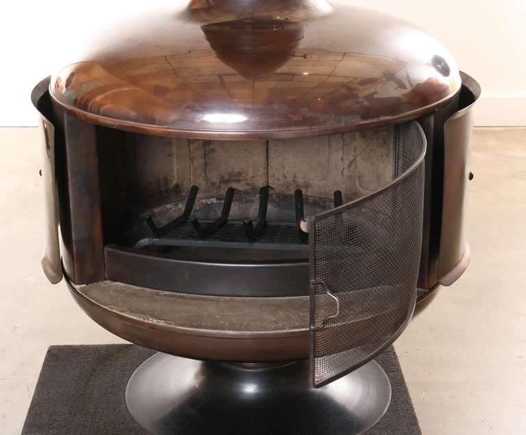 Copper Fire Drum 2 Fireplace, Featured in Pasadena Design Eleven, 1970s 2