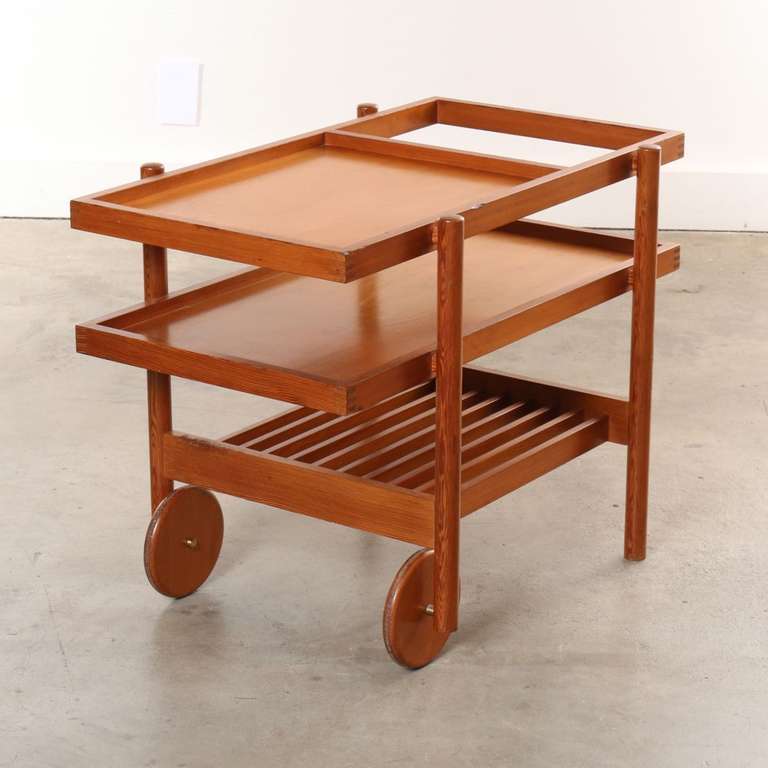 Mid-Century Modern Craftsman Wooden Bar Cart circa 1960s