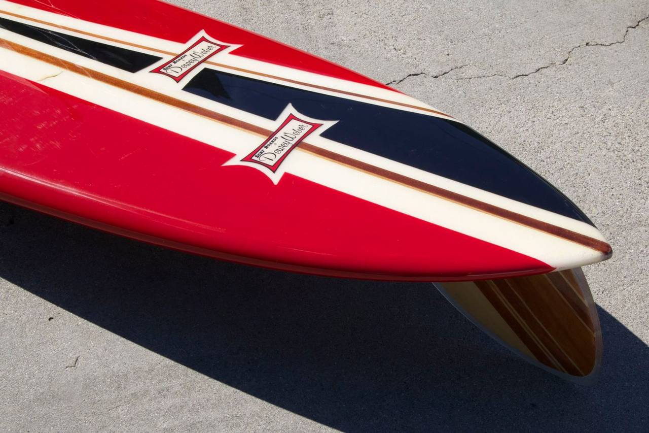 Super Rare Dewey Weber Double Logo 'PIG' Surfboard, 1950s In Good Condition In Los Angeles, CA