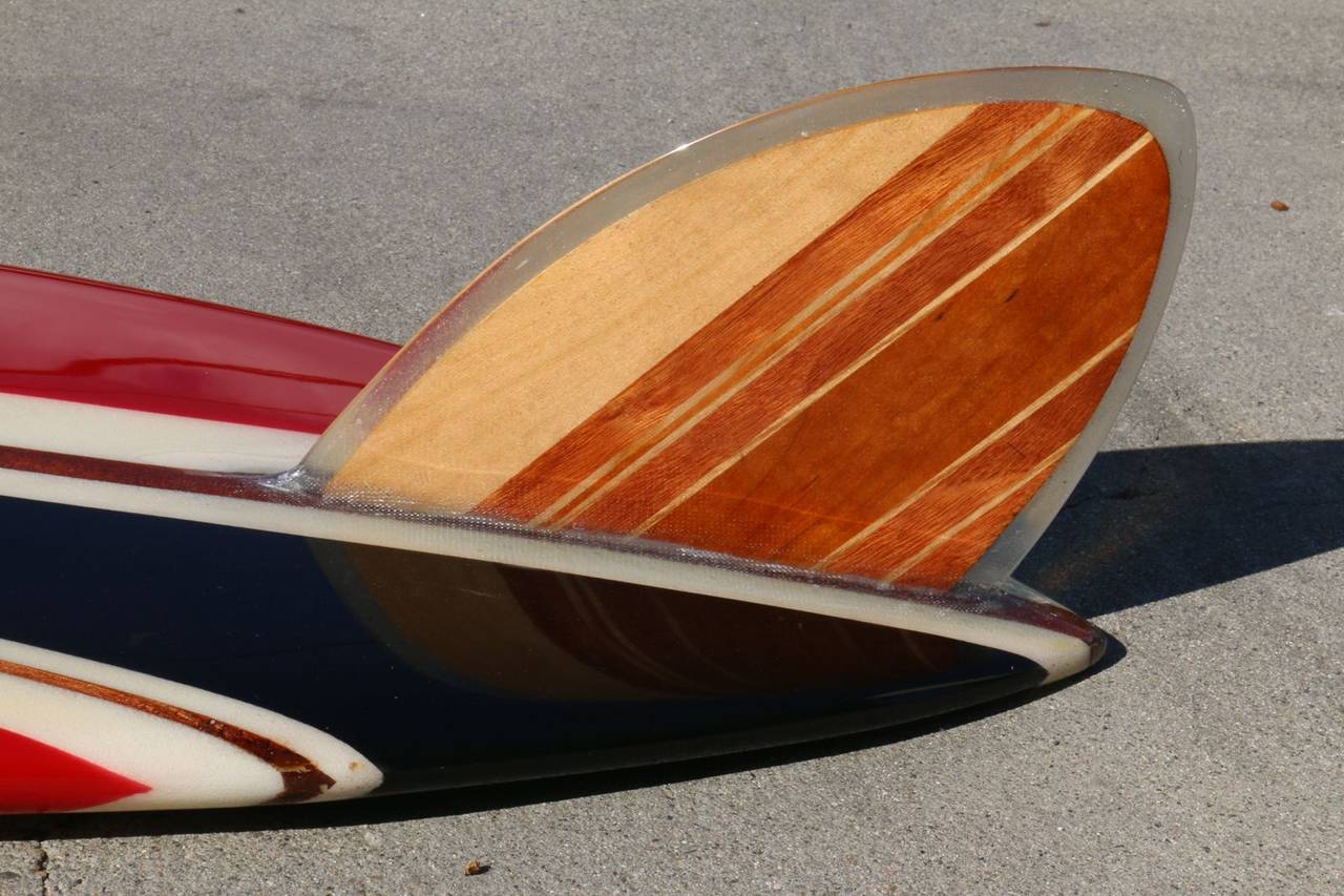 Fiberglass Super Rare Dewey Weber Double Logo 'PIG' Surfboard, 1950s