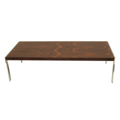 Milo Baughman Flamed Rosewood  and Chrome Coffee Table