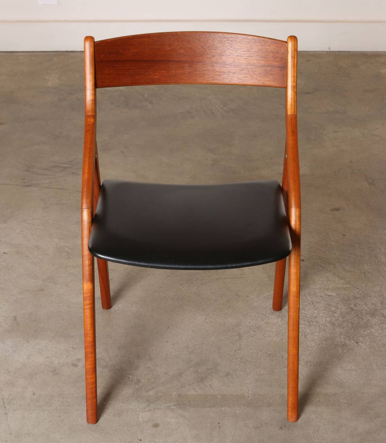 Set of Four Dyrlund Danish Modern Teak Folding Dining Chairs 1
