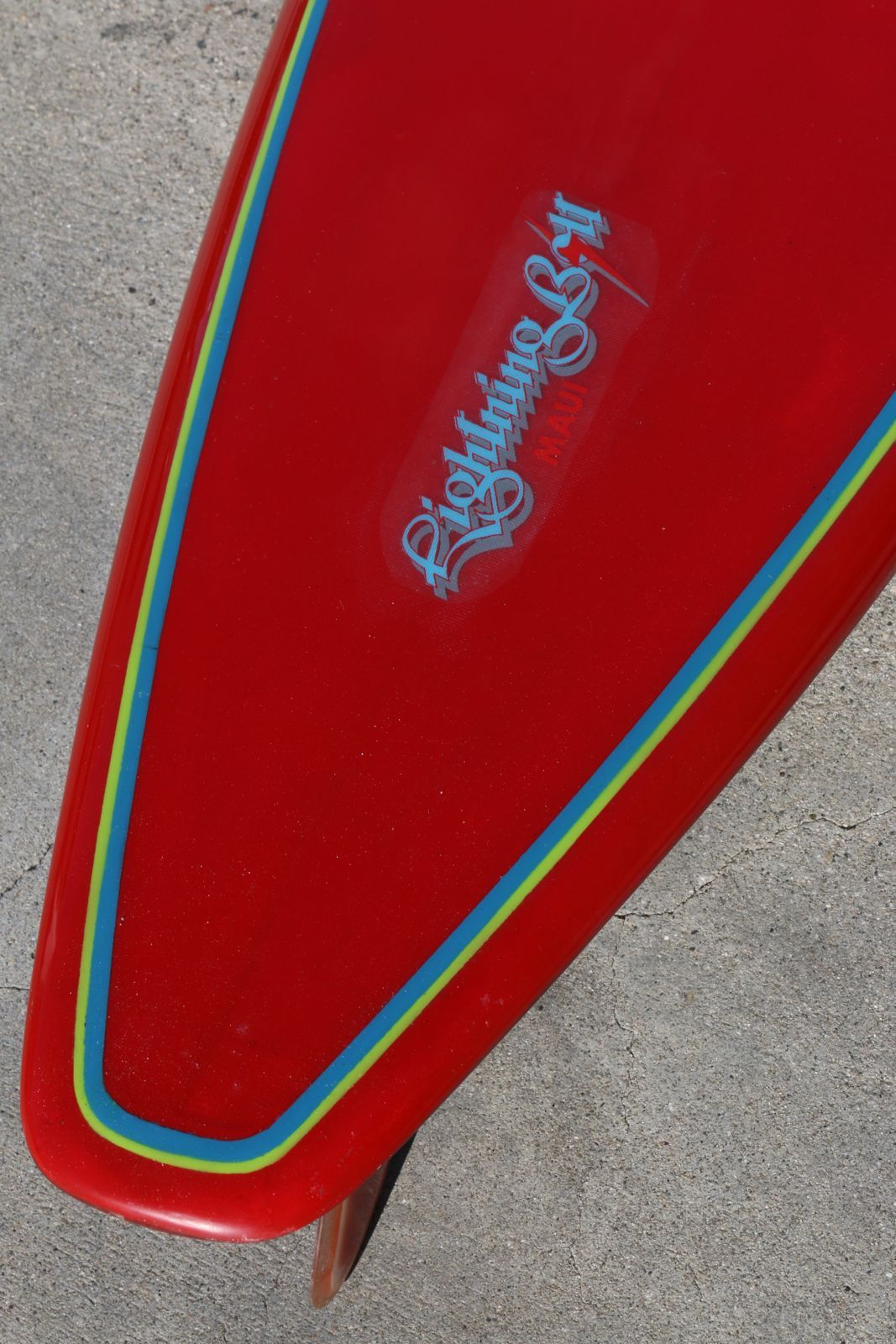 Fiberglass Early 1970s Surfboard with Lightning Bolt Logo, Restored
