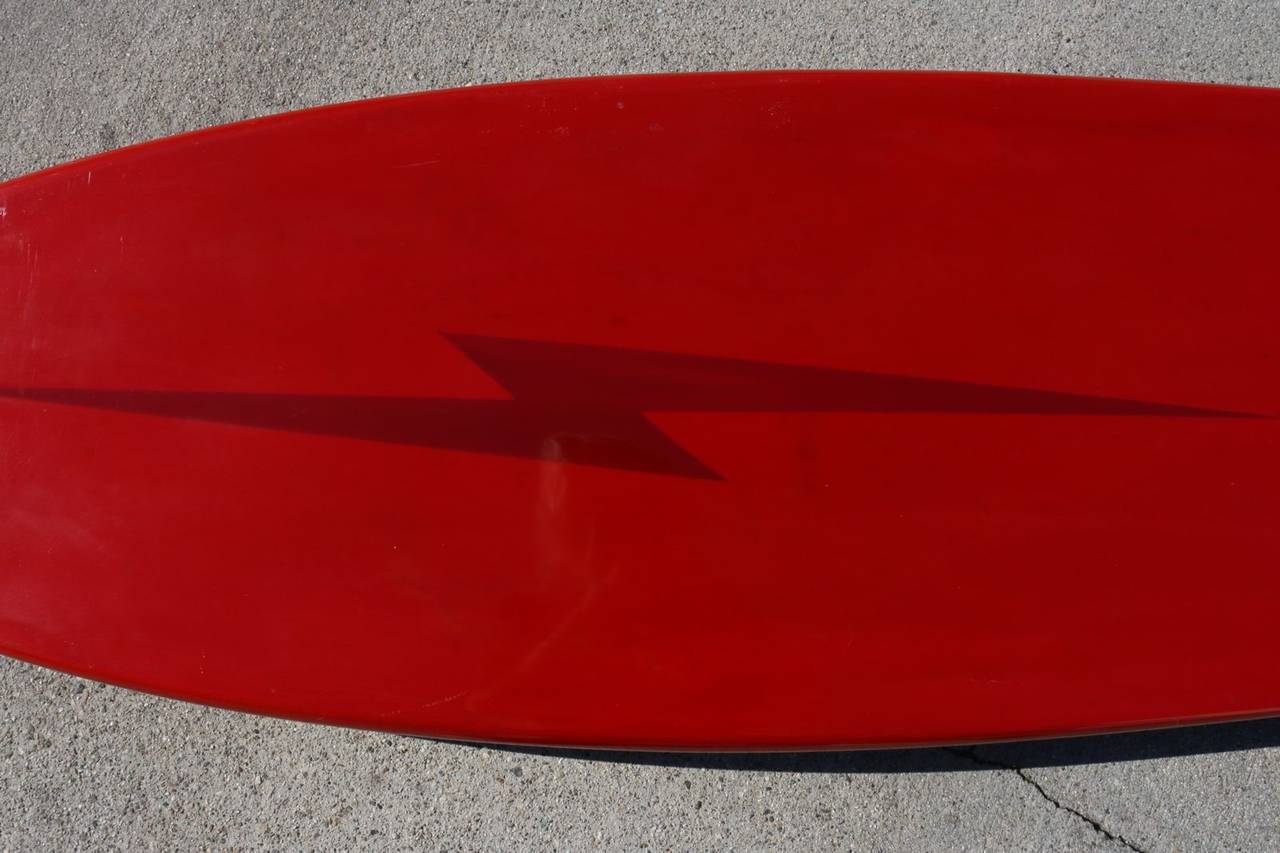 American Early 1970s Surfboard with Lightning Bolt Logo, Restored