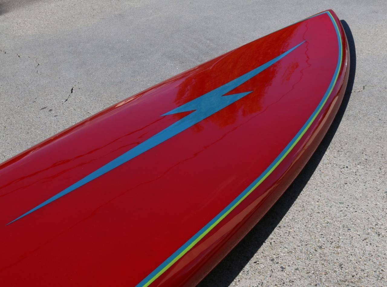 Early 1970s Surfboard with Lightning Bolt Logo, Restored 2