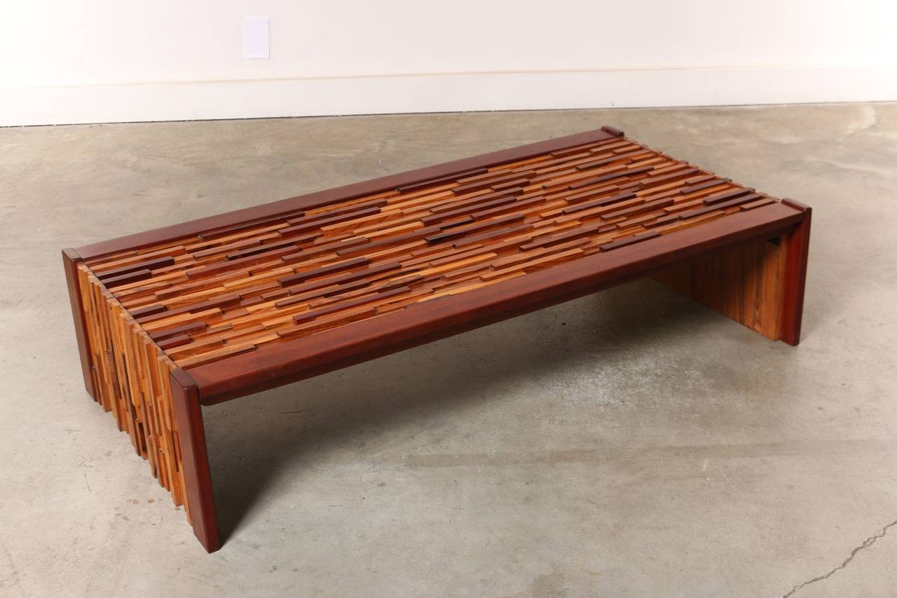 Percival Lafer Jacaranda, Rosewood and Glass Coffee Table, Brazil, 1960s 1