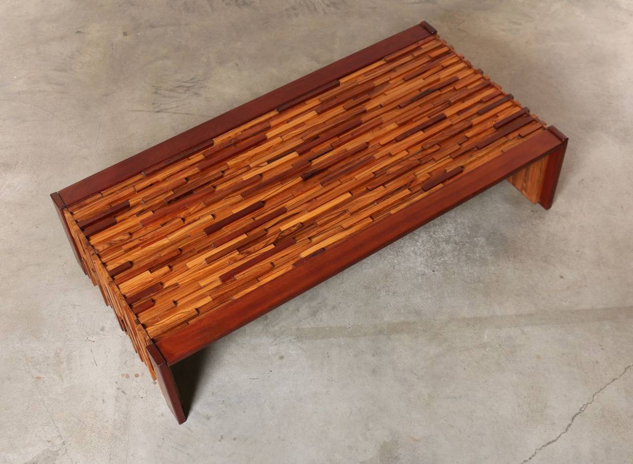 Mid-20th Century Percival Lafer Jacaranda, Rosewood and Glass Coffee Table, Brazil, 1960s