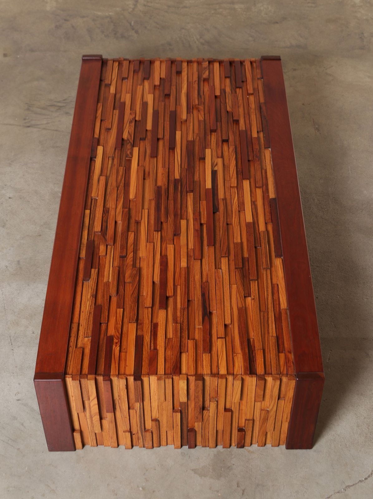 Stained Percival Lafer Jacaranda, Rosewood and Glass Coffee Table, Brazil, 1960s