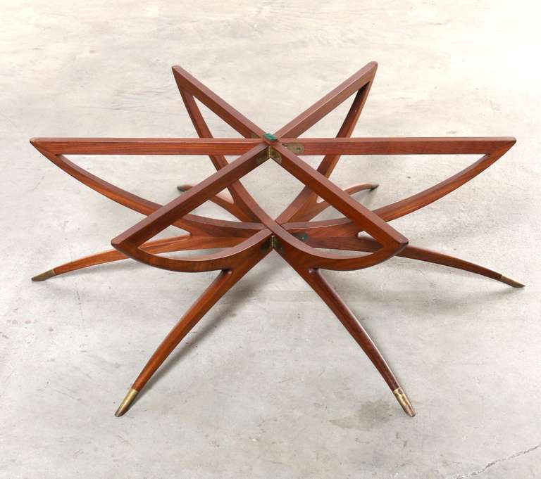 Wood Danish Teak and Glass Spider Coffee Table