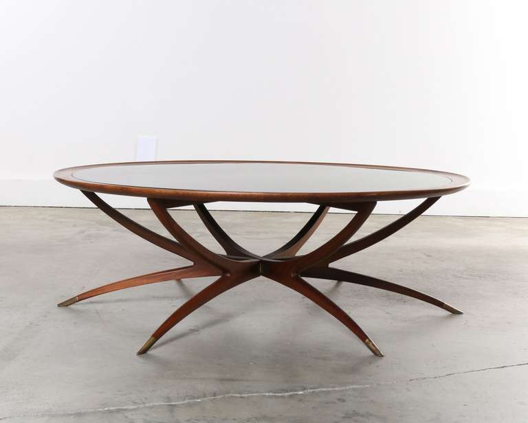 Scandinavian Modern Danish Teak and Glass Spider Coffee Table
