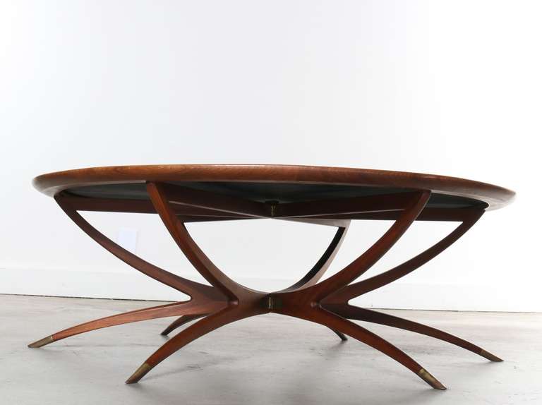 Danish Teak and Glass Spider Coffee Table In Good Condition In Los Angeles, CA