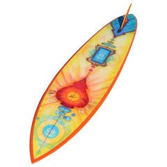 Vintage "Sacred Surf" Drew Brophy Artwork on 1970s Surfboard