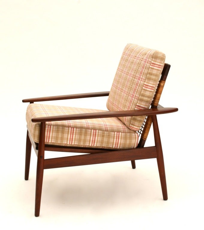 Wood Hans Olsen 1950s Danish Rosewood and Cane Easy Chair