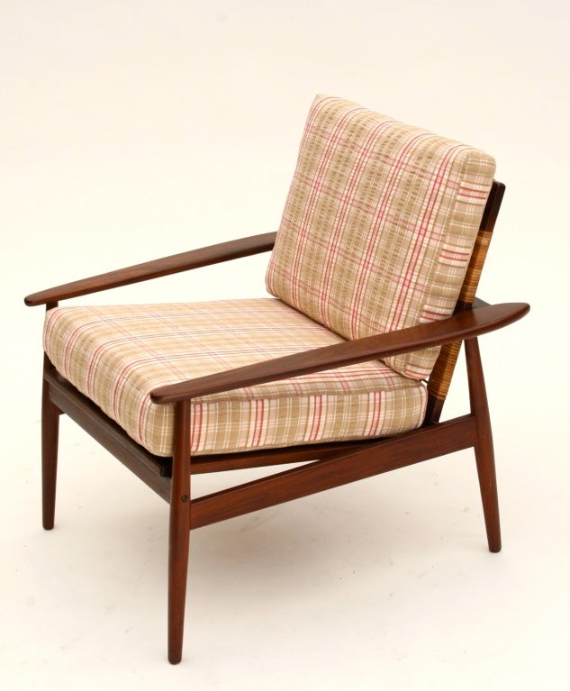 Hans Olsen 1950s Danish Rosewood and Cane Easy Chair 1