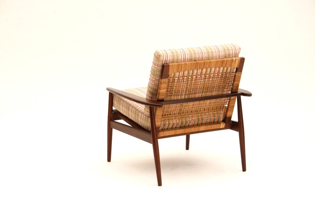 Hans Olsen 1950s Danish Rosewood and Cane Easy Chair 4