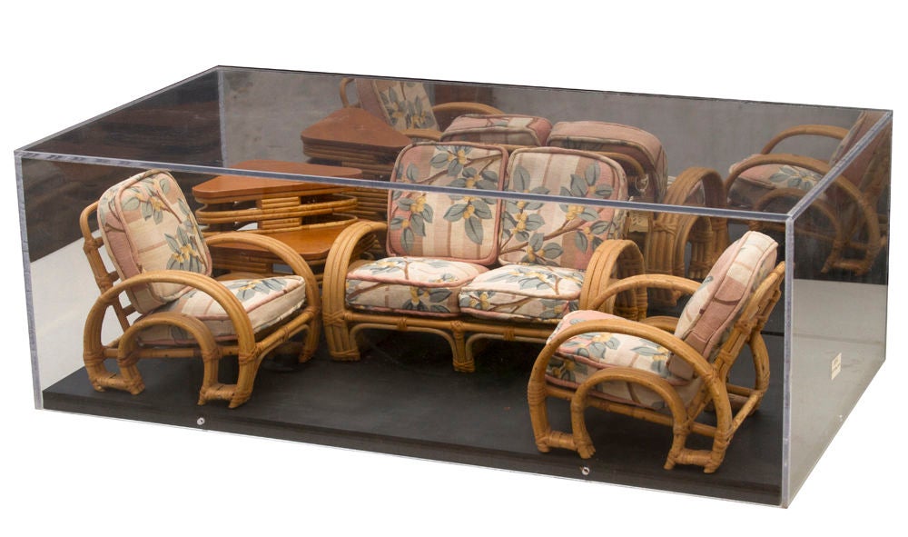 Salesmen sample Paul Frankl miniature suite.  Constructed just like the full size set.  It is hard to explain how amazing this set looks in person but suffice it to say this is a miniature we are looking at.  Paul Frankl is synonymous and in the