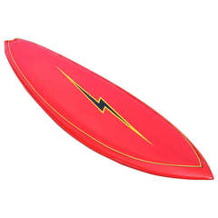 Retro 1972 Barry Kanaiaupuni Model Lightning Bolt Surfboard, Fully Restored