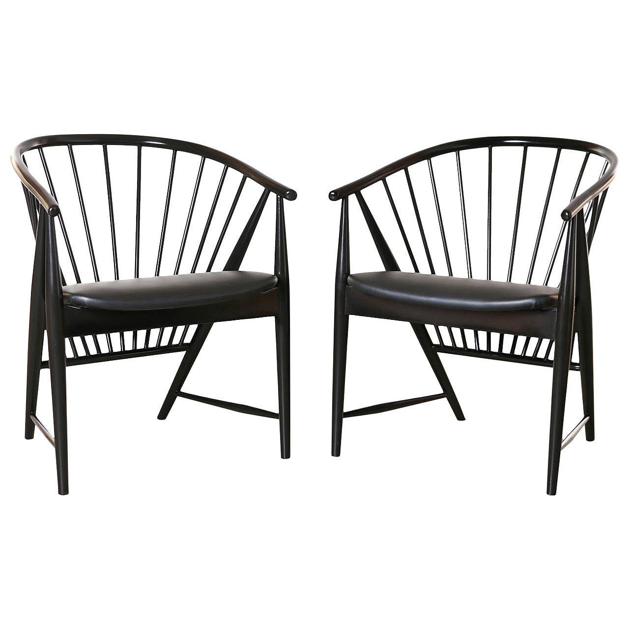 Sonna Rosen for Nassjo Stolfabrik, Sun Feather Spindle Chair Pair