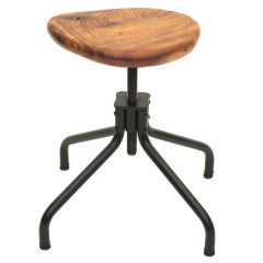 Vintage Koa Wood and Metal Stool