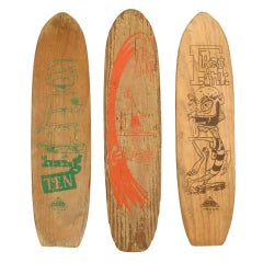 1960s Illustrated Skateboards, Set of 3