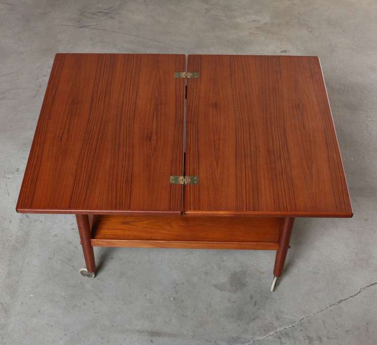 Danish Teak Folding Flip Top Side or Cocktail Table, 1960's In Good Condition In Los Angeles, CA