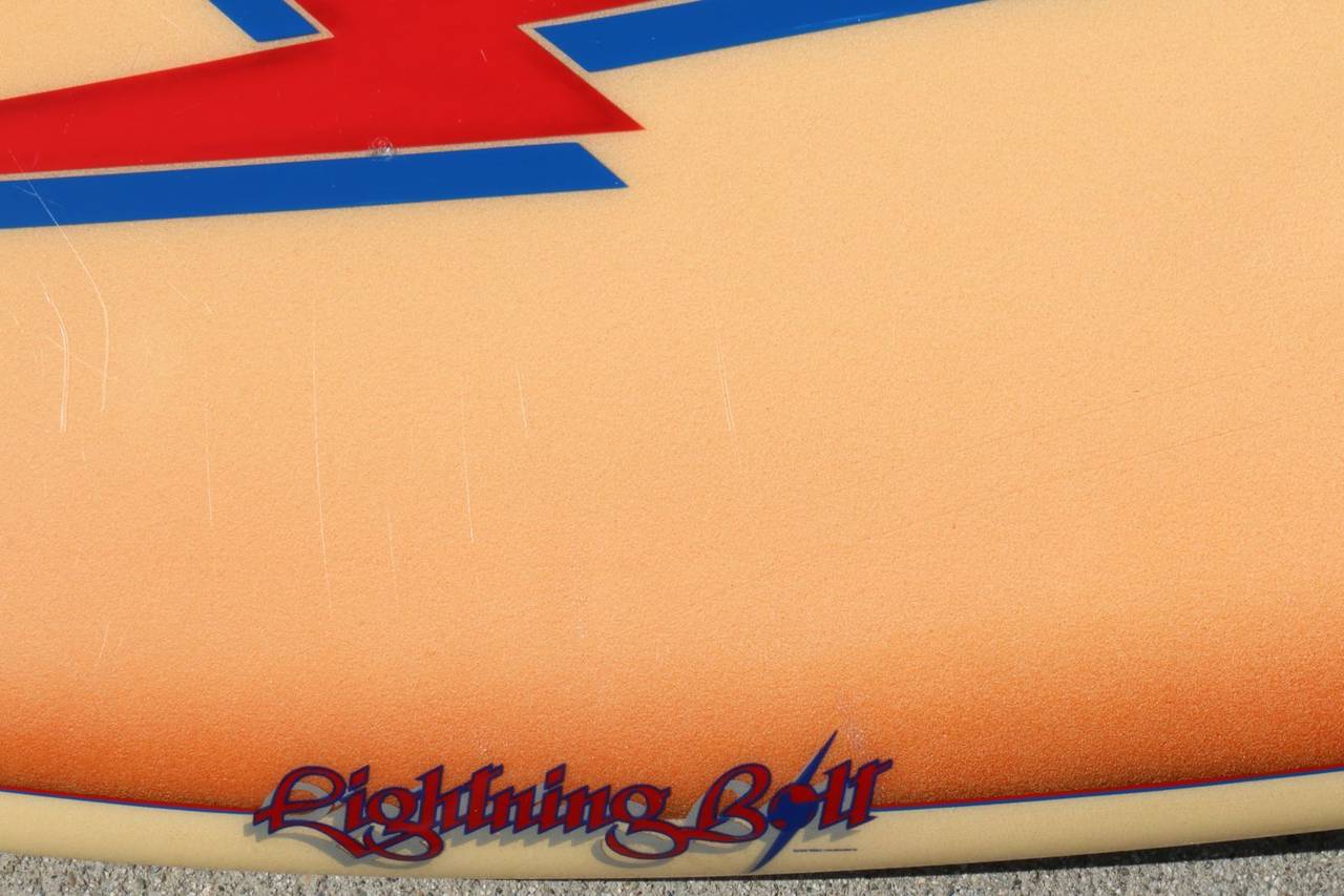 Fiberglass Rare and Beautiful Bobby Owens Lightning Bolt Surfboard, Late 1970s