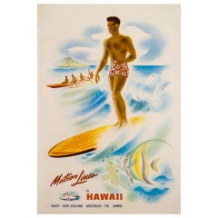Hawaii Travel Surfing Poster, Macintosh for Matson Lines 