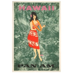 Vintage Pan Am Hawaii Travel Poster circa 1960s