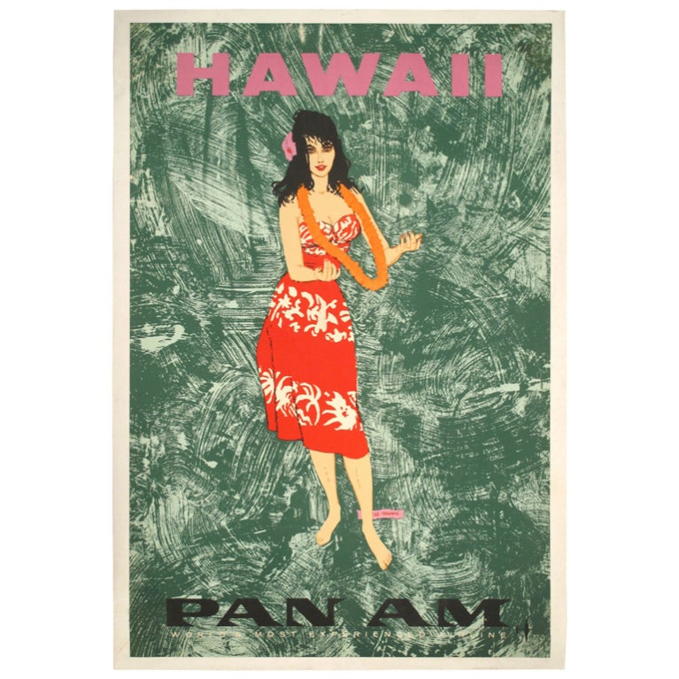 Pan Am Hawaii Travel Poster circa 1960s