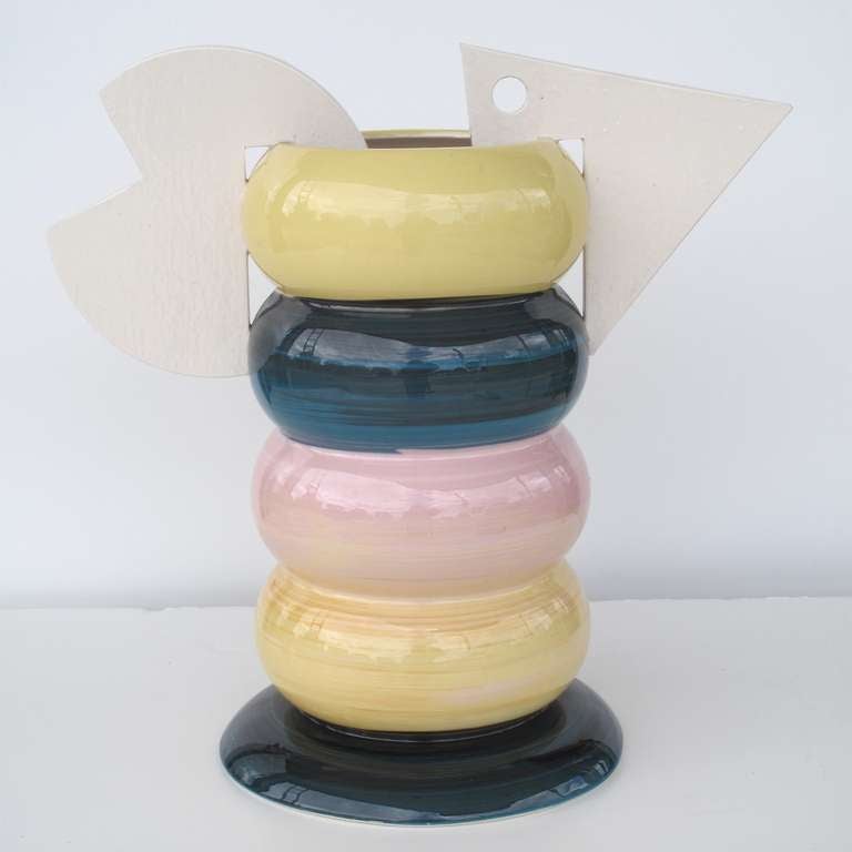 American Peter Shire Stacked Donut Tea Pot, for LACMA 1982