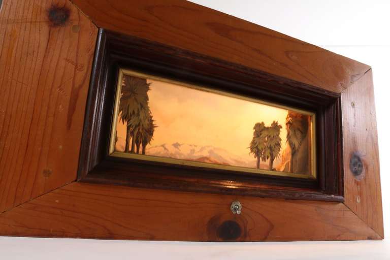20th Century Shadow Box Diorama Featuring Hand Painted California Plein Aire Landscape and Mission Painting, circa 1920's