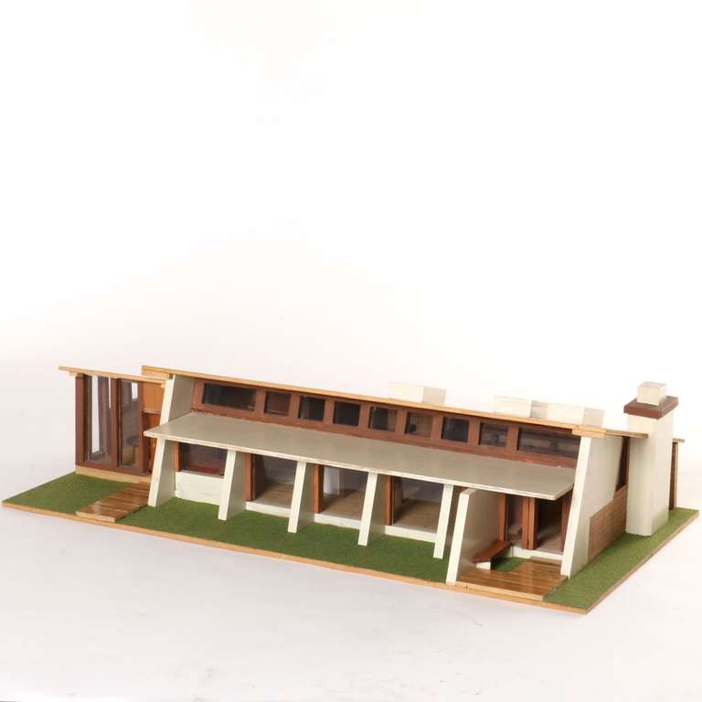 This is an extremely well executed three dimensional Mid Century Architectural House Model with a fully crafted interior and exterior and detailed interior fixtures.  It is in excellent unrestored condition.

The goal of California Mid Century