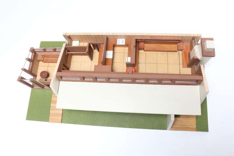Wood Mid Century Architectural House Model