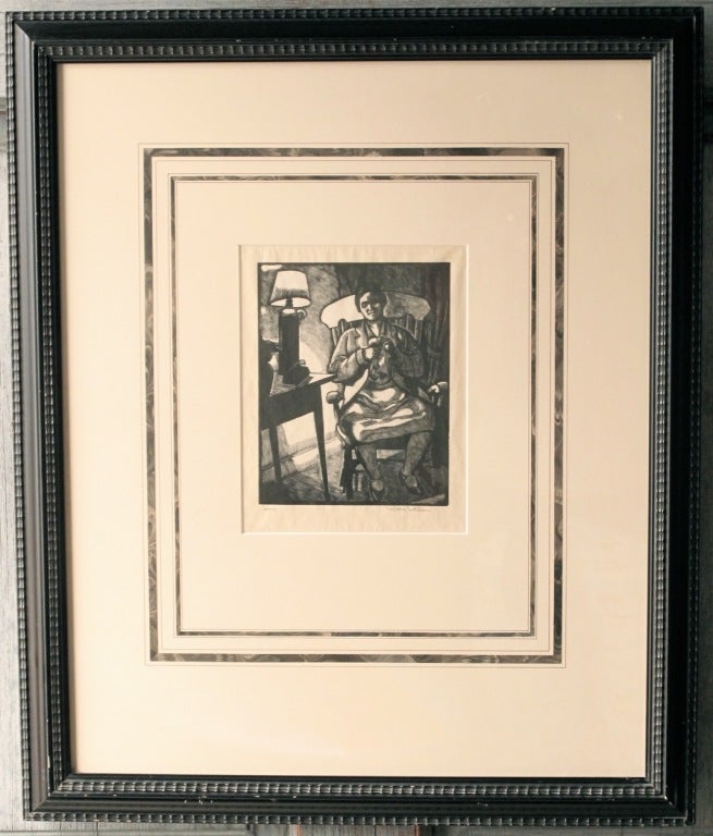 American Barbara Latham Woodcut 