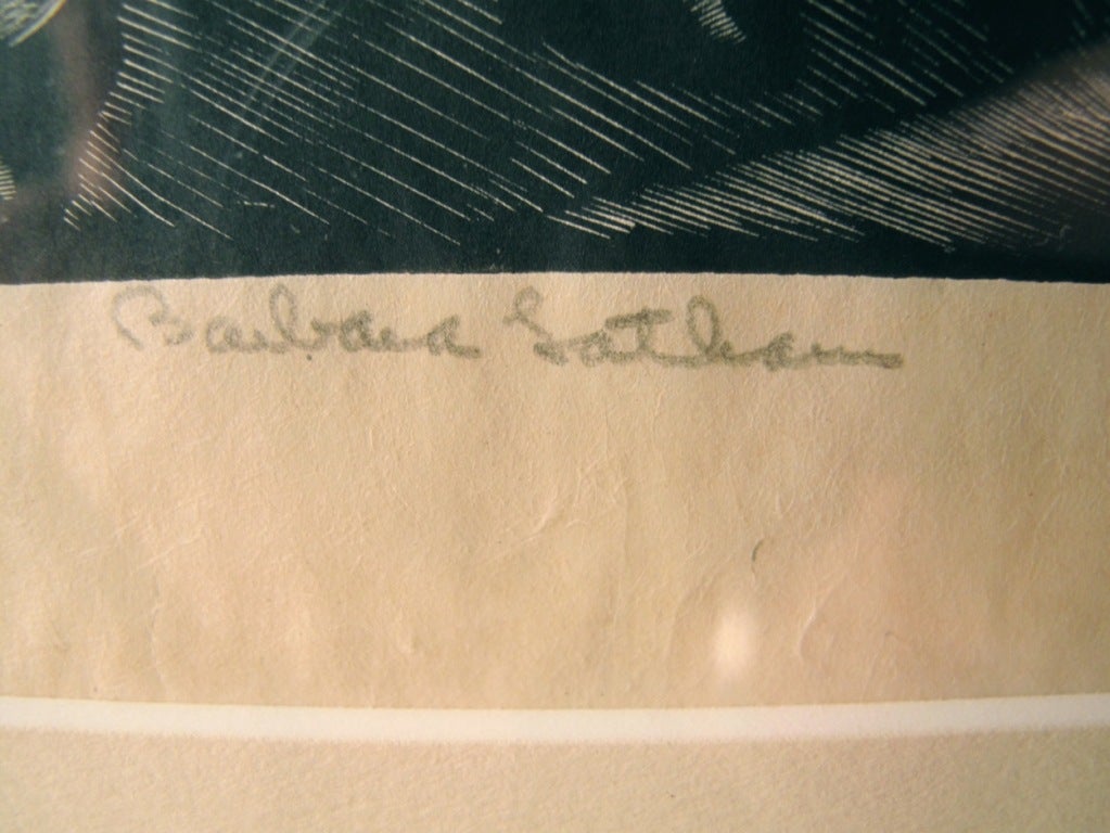 Mid-20th Century Barbara Latham Woodcut 
