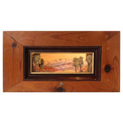 Antique Shadow Box Diorama Featuring Hand Painted California Plein Aire Landscape and Mission Painting, circa 1920's