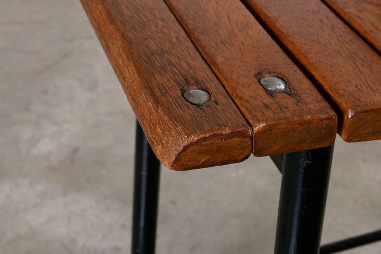 Set of Three Cal Vista Slatted Seat Counter Height Stools, Circa 1950's 2