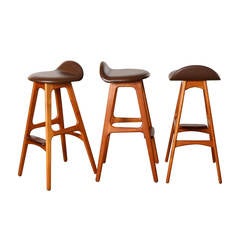 Erik Buch Stools, Set of Three, Denmark 1960s