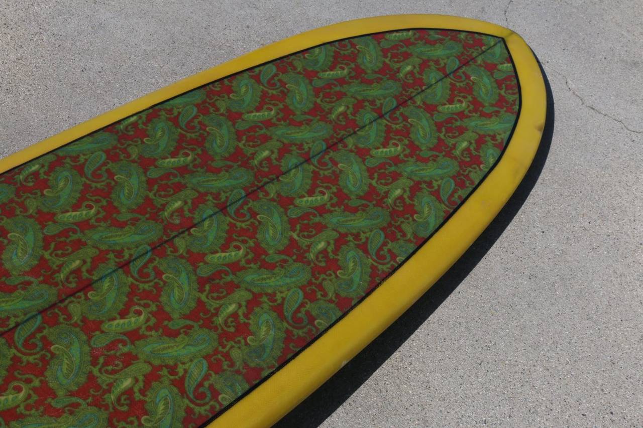 Hawaiian Gun Surfboard with Paisley Design, Rare and Original, Late 1960s In Excellent Condition For Sale In Los Angeles, CA