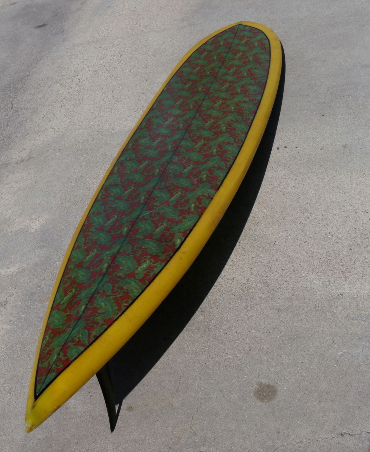 American Hawaiian Gun Surfboard with Paisley Design, Rare and Original, Late 1960s For Sale