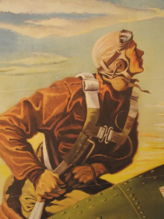 Mid-Century Modern Buy War Bonds Original Vintage Poster, 1942, Keep Him Flying!