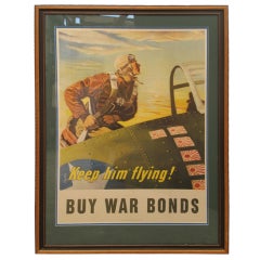 Buy War Bonds Original Vintage Poster, 1942, Keep Him Flying!