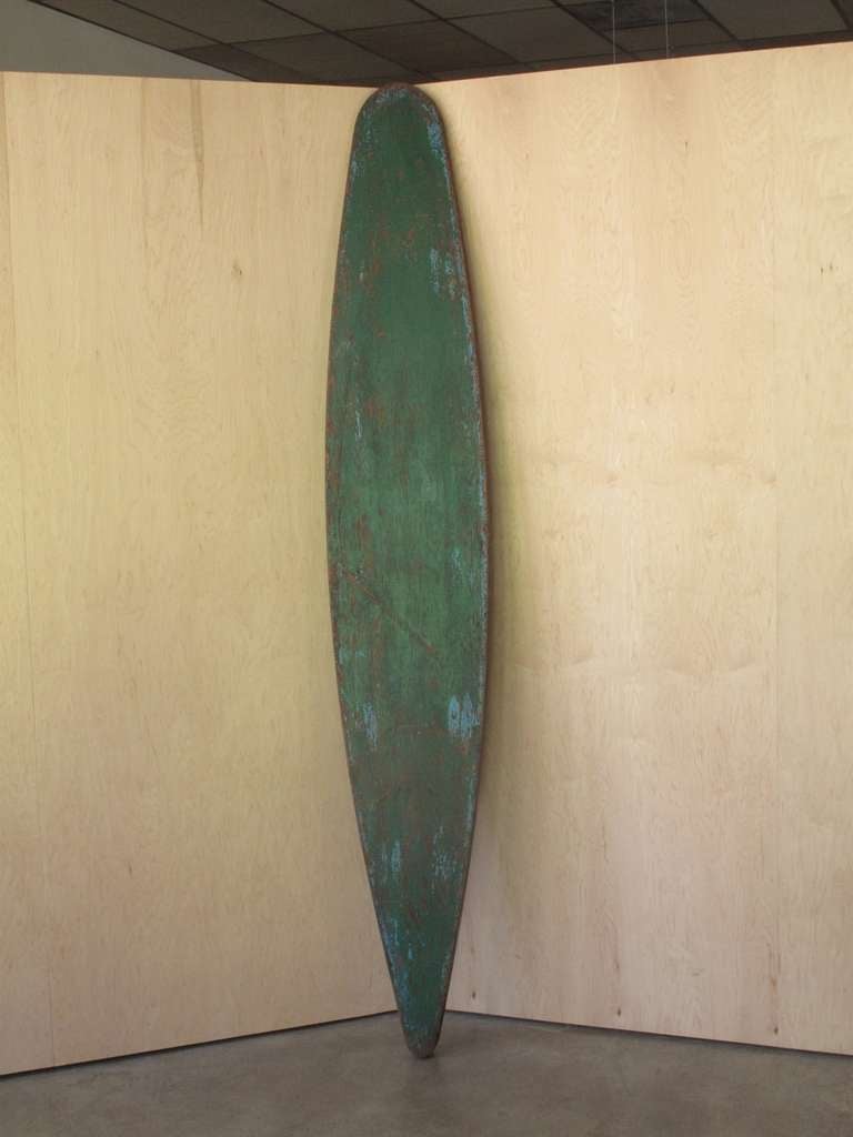 Mid-20th Century 1930s Green Paddleboard Surfboard #10